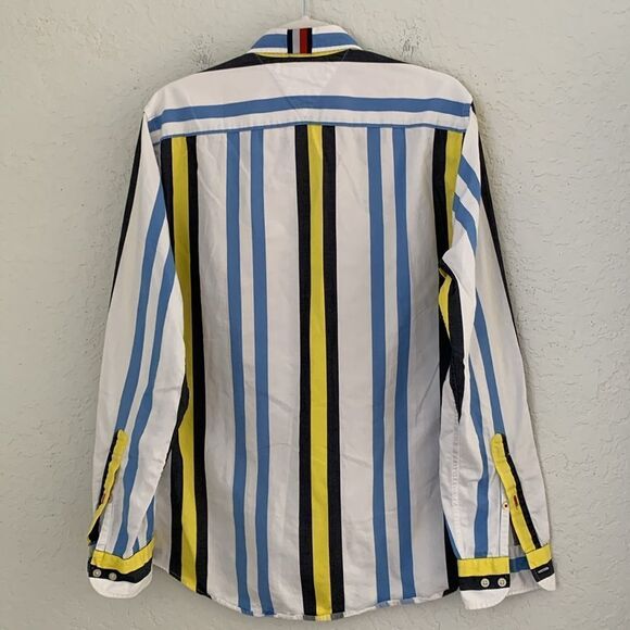 Tommy Hilfiger Classic Fit Men's Striped Multicolor Long Sleeve Shirt Size M - Picture 4 of 10